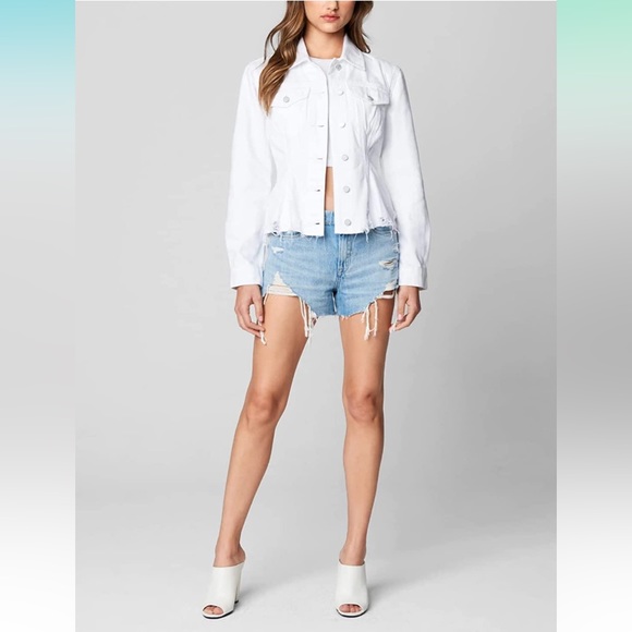 BlankNYC White Distressed Denim Trucker Jacket - Picture 5 of 5